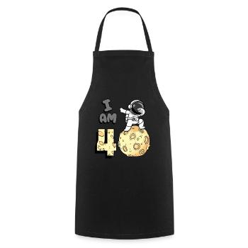 I am 4 room astronaut child Moon Walker 4. - Cooking Apron - black - Front - AI Model Male 185 dark (185cm)