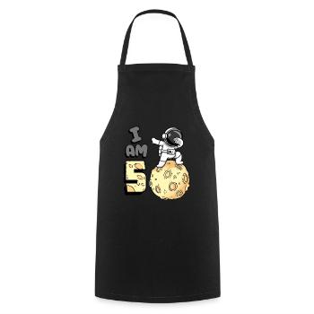 I am 5 room astronaut child Moon Walker 5. - Cooking Apron - black - Front - AI Model Male 185 dark (185cm)