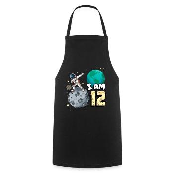 Je suis astronaute de 12 chambres enfant Moon Walker 12. - Tablier de cuisine - noir - Devant - AI Model Male 185 dark (185cm)