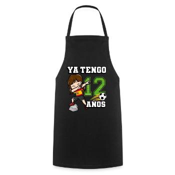 Football Girl I'm already 12 birthday - Cooking Apron - black - Front - AI Model Male 185 dark (185cm)