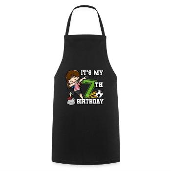 Soccer Girl It's My 7th Birthday American - Cooking Apron - black - Front - AI Model Male 185 dark (185cm)