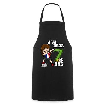 Football Girl It Is My 7th Birthday - Cooking Apron - black - Front - AI Model Male 185 dark (185cm)