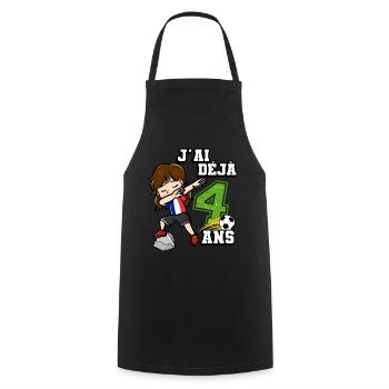 Football girl It's my 4th birthday - Cooking Apron - black - Front - AI Model Male 185 dark (185cm)