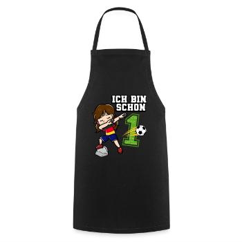 Football Girl I'm already 1 birthday - Cooking Apron - black - Front - AI Model Male 185 dark (185cm)