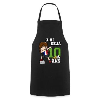 Fille de football C’est mon 10e anniversaire - Tablier de cuisine - noir - Devant - AI Model Male 185 dark (185cm)