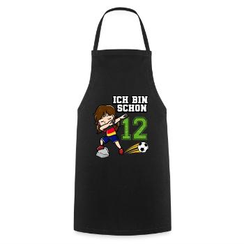 Football Girl I'm already 12 birthday - Cooking Apron - black - Front - AI Model Male 185 dark (185cm)
