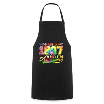 Made In 1987 Und Ich Bin Awesome Tie Dye Bunte - Kochschürze - Schwarz - Vorne - AI Model Male 185 dark (185cm)