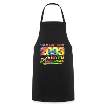 Fabriqué en 2003 et je suis génial Tie Dye coloré - Tablier de cuisine - noir - Devant - AI Model Male 185 dark (185cm)
