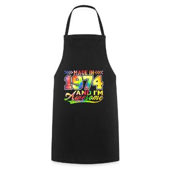 Fabriqué en 1974 et je suis génial Tie Dye coloré - Tablier de cuisine - noir - Devant - AI Model Male 185 dark (185cm)