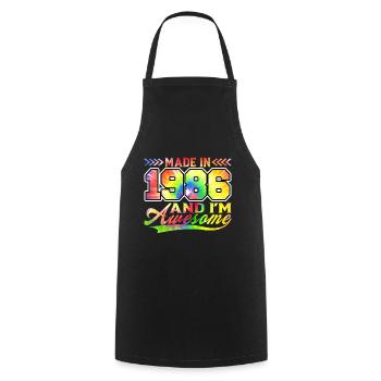 Fabriqué en 1986 et je suis génial Tie Dye coloré - Tablier de cuisine - noir - Devant - AI Model Male 185 dark (185cm)