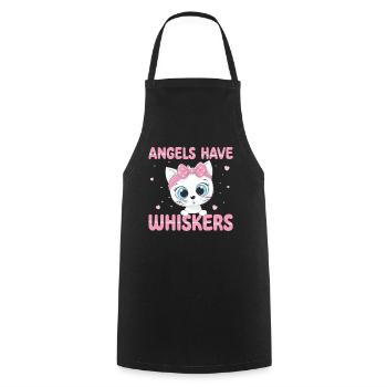 Les anges ont des moustaches | Chemise de chat mignonne - Tablier de cuisine - noir - Devant - AI Model Male 185 dark (185cm)