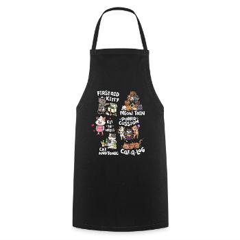 Cute Funny Cat Pun | Cute cat - Cooking Apron - black - Front - AI Model Male 185 dark (185cm)