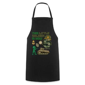 This little soldier is now 5 Army Tank 5. - Cooking Apron - black - Front - AI Model Male 185 dark (185cm)