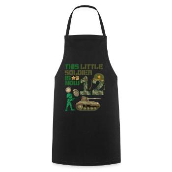 This little soldier is now 12 Army Tank 12. - Cooking Apron - black - Front - AI Model Male 185 dark (185cm)
