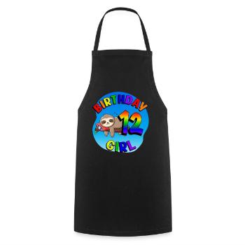 Birthday 12 Girls Cute Baby Sloth - Cooking Apron - black - Front - AI Model Male 185 dark (185cm)