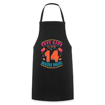 This Girl Is Now 14 | Cupcake Themed - Cooking Apron - black - Front - AI Model Male 185 dark (185cm)