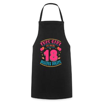 Cette fille a maintenant 18 | Thème Cupcake - Tablier de cuisine - noir - Devant - AI Model Male 185 dark (185cm)