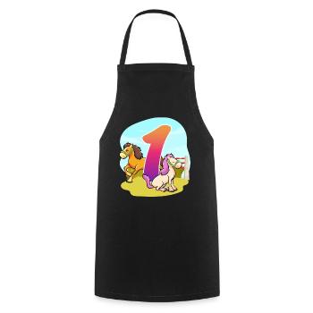1st Birthday Riding Horse-themed One Party - Cooking Apron - black - Front - AI Model Male 185 dark (185cm)
