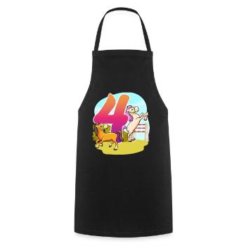 4th Birthday Riding Horse Theme Four Party - Cooking Apron - black - Front - AI Model Male 185 dark (185cm)