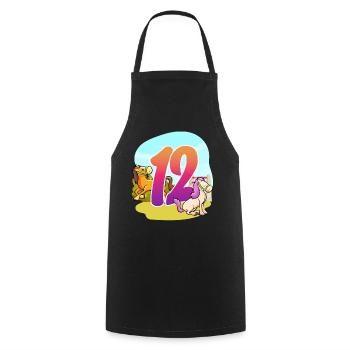 12ème anniversaire Équitation Cheval Thème Douze Fête - Tablier de cuisine - noir - Devant - AI Model Male 185 dark (185cm)