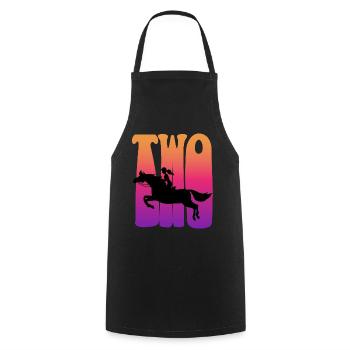 Girl riding, I am 2 years old, children 2. - Cooking Apron - black - Front - AI Model Male 185 dark (185cm)