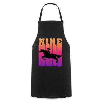 Girl riding, I am 9 years old, children 9. - Cooking Apron - black - Front - AI Model Male 185 dark (185cm)