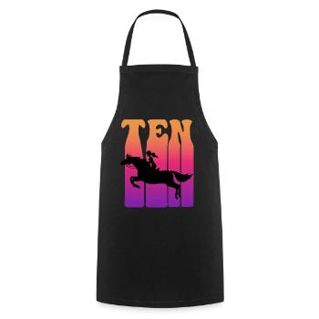 Girl riding, I am 10 years old, children 10. - Cooking Apron - black - Front - AI Model Male 185 dark (185cm)