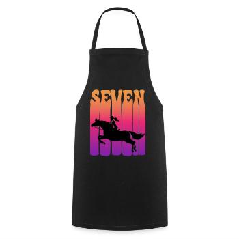 Girl riding, I am 7 years old, children 7. - Cooking Apron - black - Front - AI Model Male 185 dark (185cm)