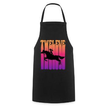Girl riding, I am 12 years old, children 12. - Cooking Apron - black - Front - AI Model Male 185 dark (185cm)