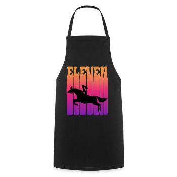 Girl riding, I am 11 years old, children 11. - Cooking Apron - black - Front - AI Model Male 185 dark (185cm)