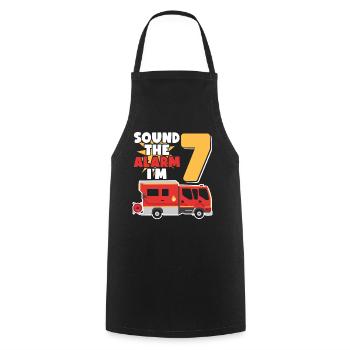Sound The Alarm I at 7 | Firefighter Topic - Cooking Apron - black - Front - AI Model Male 185 dark (185cm)