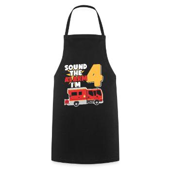 Sound The Alarm I'm 4 | Firefighter Topic - Cooking Apron - black - Front - AI Model Male 185 dark (185cm)