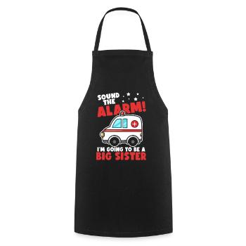 Appuyez sur l’alarme, je vais être une sœur | Fratrie - Tablier de cuisine - noir - Devant - AI Model Male 185 dark (185cm)