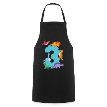 3ème anniversaire | Chemise d’anniversaire de dinosaure | - Tablier de cuisine - noir - Devant - AI Model Male 185 dark (185cm)