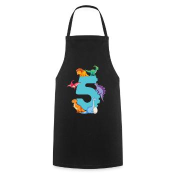 5ème anniversaire | Chemise d’anniversaire de dinosaure | - Tablier de cuisine - noir - Devant - AI Model Male 185 dark (185cm)