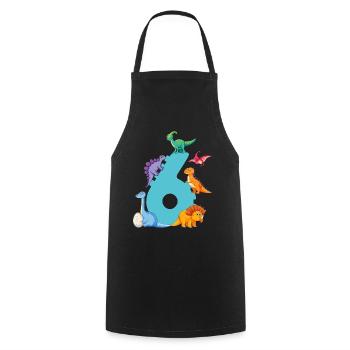 6ème anniversaire | Chemise d’anniversaire de dinosaure | - Tablier de cuisine - noir - Devant - AI Model Male 185 dark (185cm)