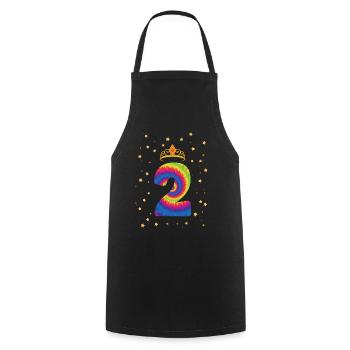 2nd Birthday Krone | Tie Dye Themed Birthday | - Cooking Apron - black - Front - AI Model Male 185 dark (185cm)