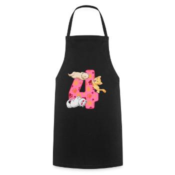 4th Birthday Kitten | Cat Birthday Shirt | - Cooking Apron - black - Front - AI Model Male 185 dark (185cm)