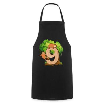 9th birthday | Sloth birthday | Sloth - Cooking Apron - black - Front - AI Model Male 185 dark (185cm)
