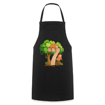 7th birthday | Sloth Birthday | Sloth Themed - Cooking Apron - black - Front - AI Model Male 185 dark (185cm)