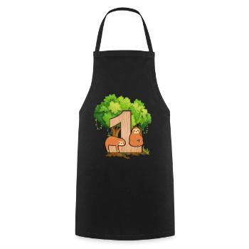 1er anniversaire | | d’anniversaire de paresseux Paresse - Tablier de cuisine - noir - Devant - AI Model Male 185 dark (185cm)