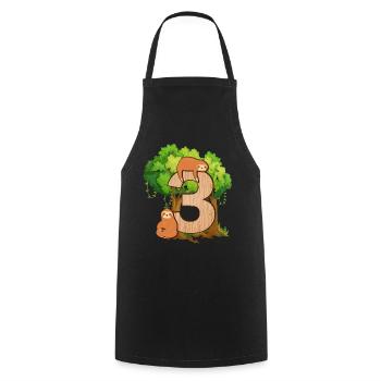 3ème anniversaire | | d’anniversaire de paresseux Paresse - Tablier de cuisine - noir - Devant - AI Model Male 185 dark (185cm)