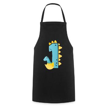 1er anniversaire | | d’anniversaire de dinosaure - Tablier de cuisine - noir - Devant - AI Model Male 185 dark (185cm)