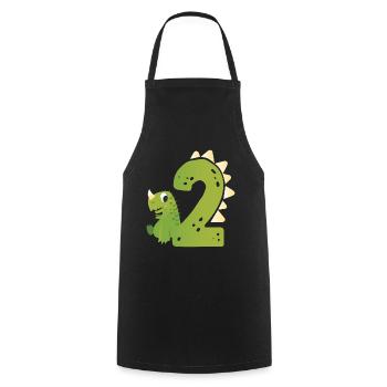 2ème anniversaire | | d’anniversaire de dinosaure - Tablier de cuisine - noir - Devant - AI Model Male 185 dark (185cm)