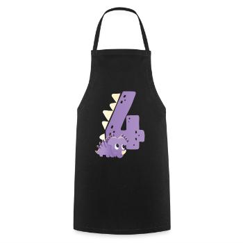 4ème anniversaire | | d’anniversaire de dinosaure - Tablier de cuisine - noir - Devant - AI Model Male 185 dark (185cm)
