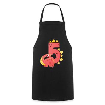 5ème anniversaire | | d’anniversaire de dinosaure - Tablier de cuisine - noir - Devant - AI Model Male 185 dark (185cm)