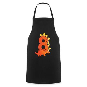 8e anniversaire | Anniversaire dinosaure | - Tablier de cuisine - noir - Devant - AI Model Male 185 dark (185cm)