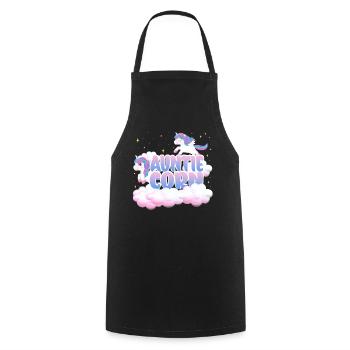 Aunt Mais | Unicorn Birthday | Unicorn Theme | - Cooking Apron - black - Front - AI Model Male 185 dark (185cm)