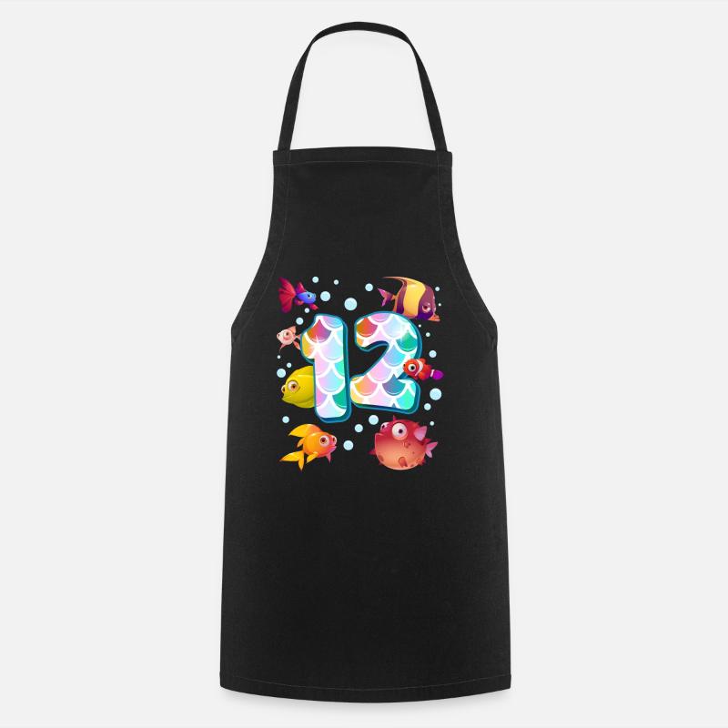 12. Geburtstag | Regenbogenfisch Geburtstag | - Kochschürze - Schwarz