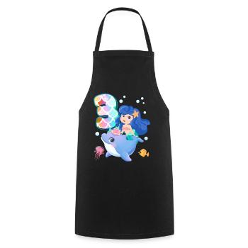 3rd birthday | Mermaid Birthday | - Cooking Apron - black - Front - AI Model Male 185 dark (185cm)